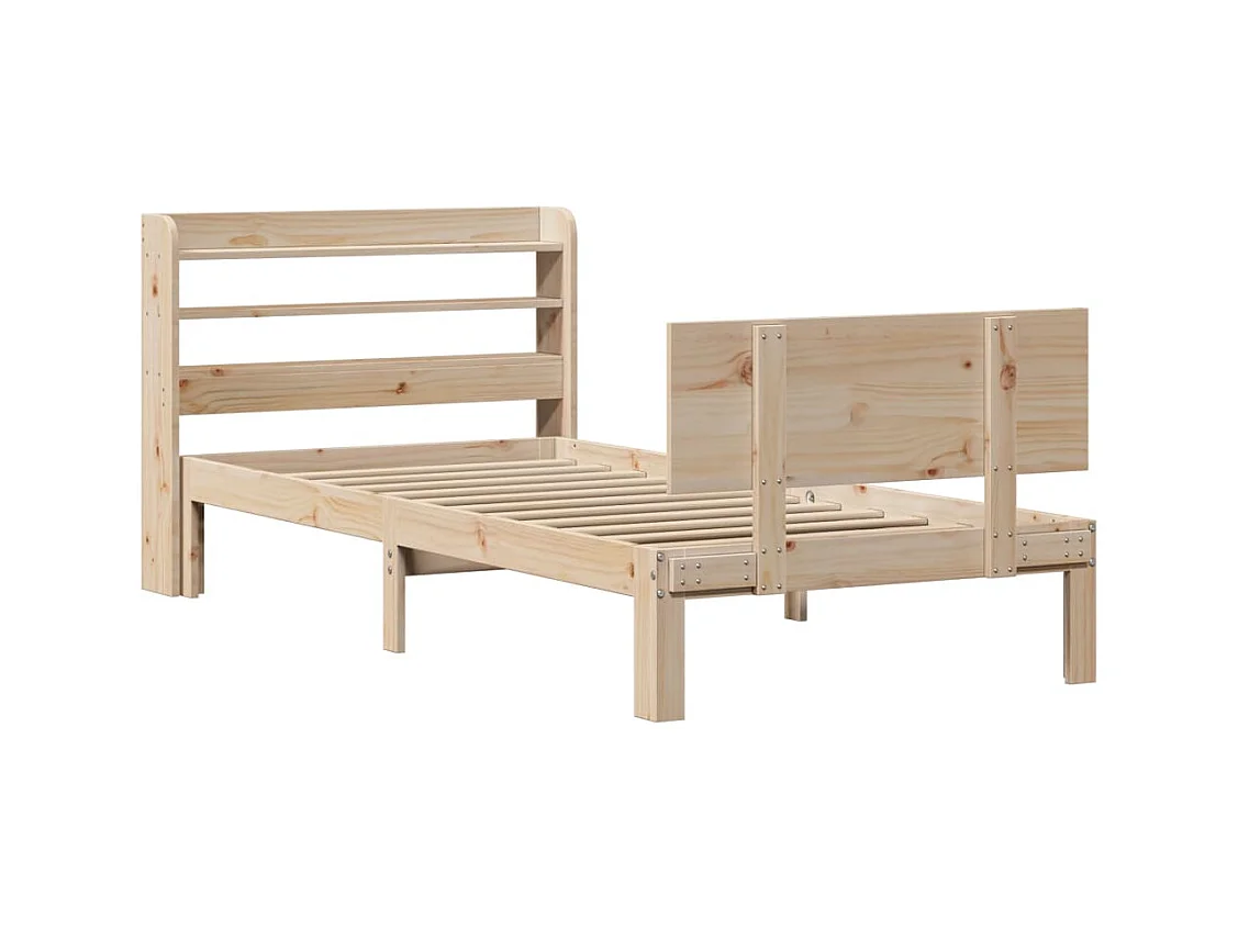 Letto per adulti | Letto singolo | Giroletto con Testiera 100x200 cm Legno Massello di Pino