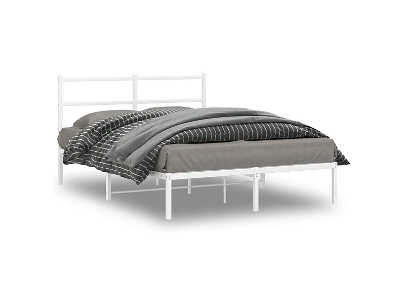 Lit double | Lit adulte | Cadre de lit métal et tête de lit blanc 140x190 cm