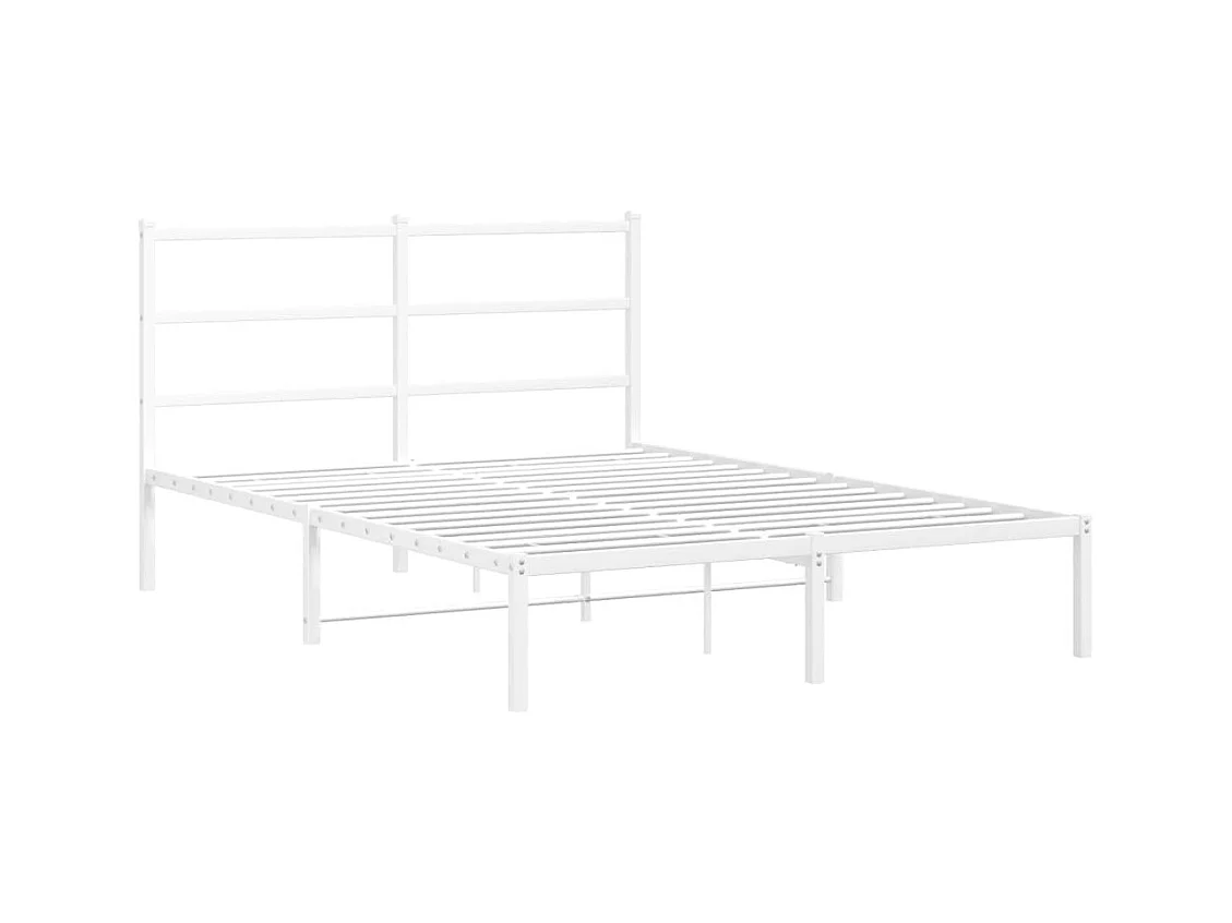 Lit double | Lit adulte | Cadre de lit métal et tête de lit blanc 140x190 cm