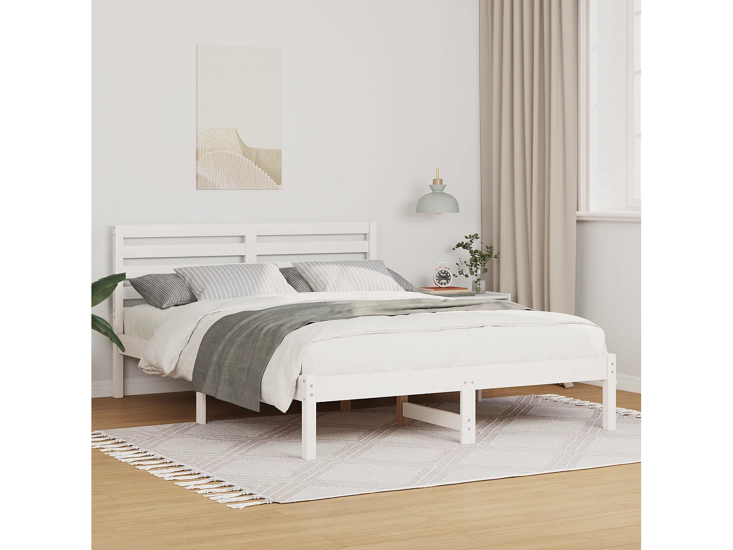 Lit simple | Lit adulte, enfant | Cadre de lit Blanc 120x200 cm Bois massif en pin