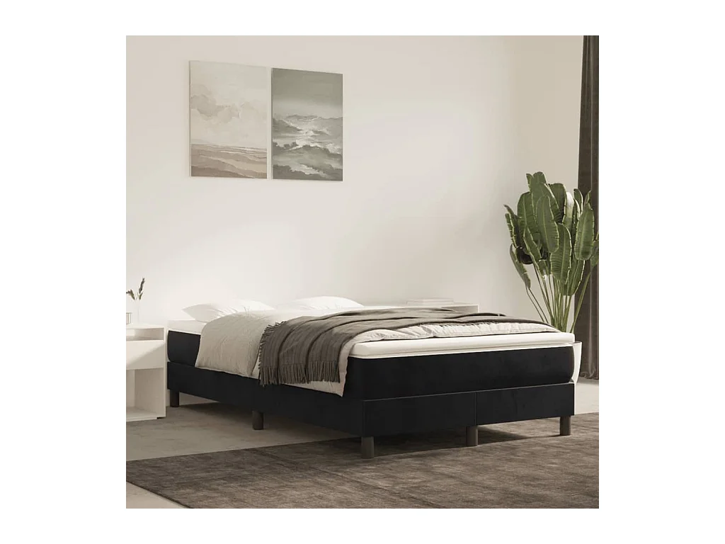 Lit simple | Lit adulte, enfant | Cadre de lit noir 120x200 cm velours