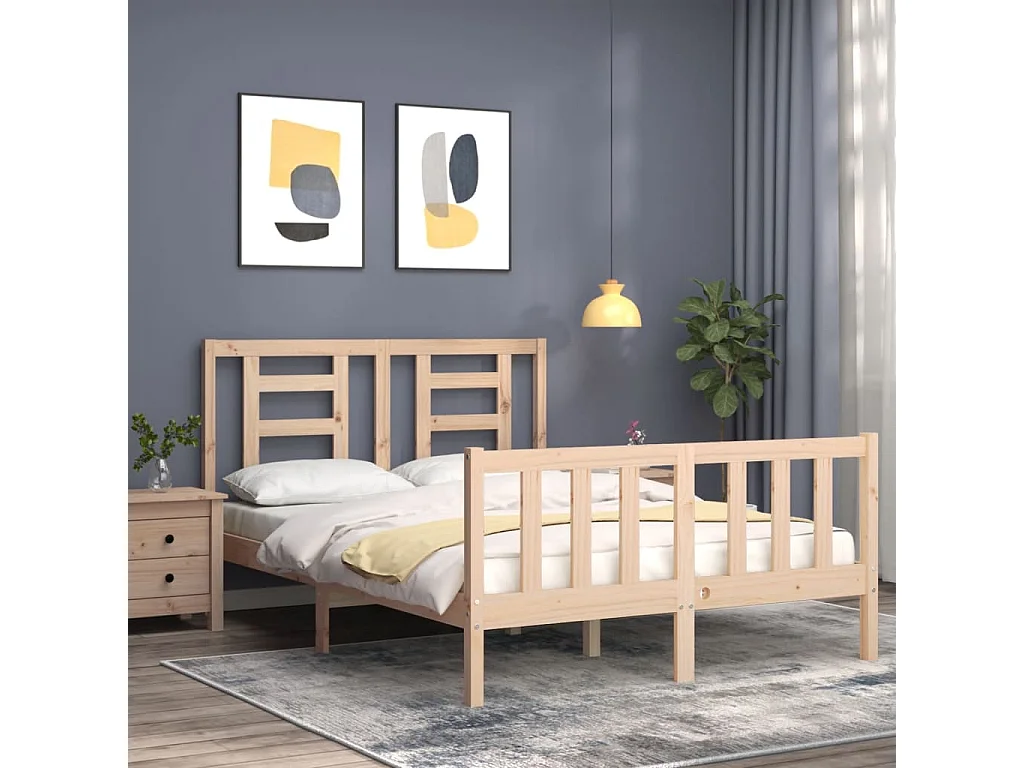Lit simple | Lit adulte, enfant | Cadre de lit bois de pin massif 120x190 cm