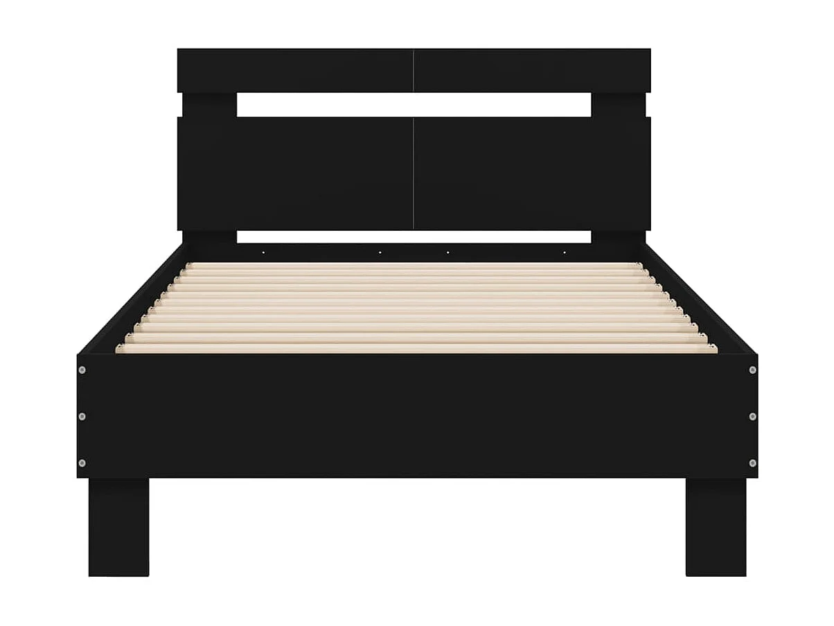 Lit simple | Lit adulte, enfant | Cadre de lit avec lumières LED noir 100x200 cm