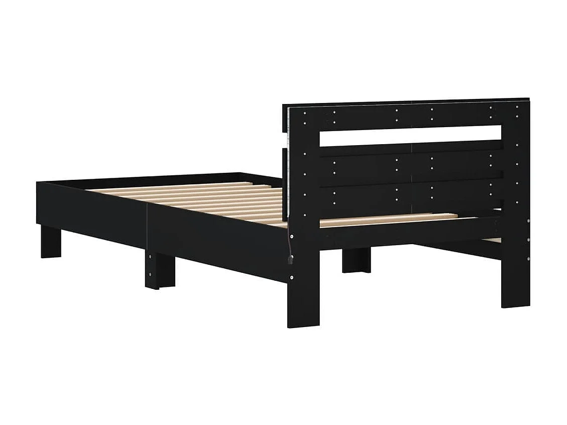 Lit simple | Lit adulte, enfant | Cadre de lit avec lumières LED noir 100x200 cm