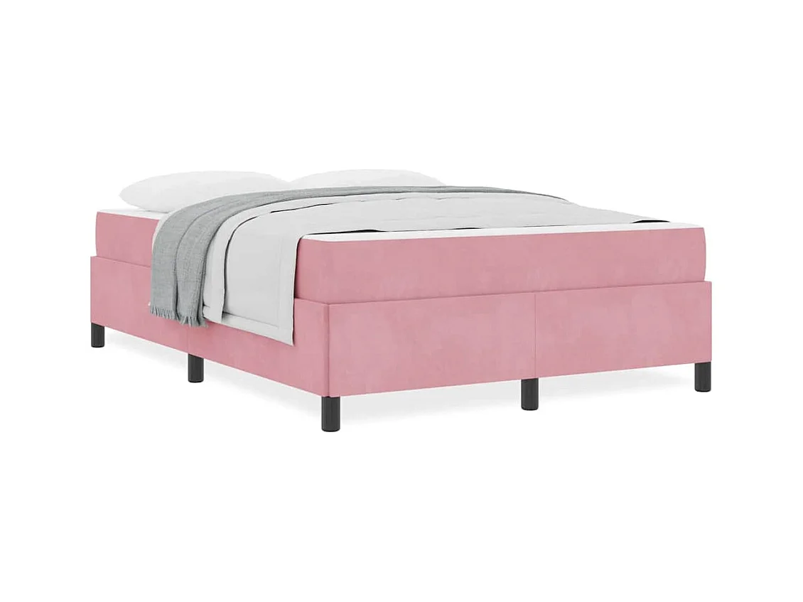 Lit double | Lit adulte | Cadre de lit avec matelas Rose et blanc 160x200 cm Velours