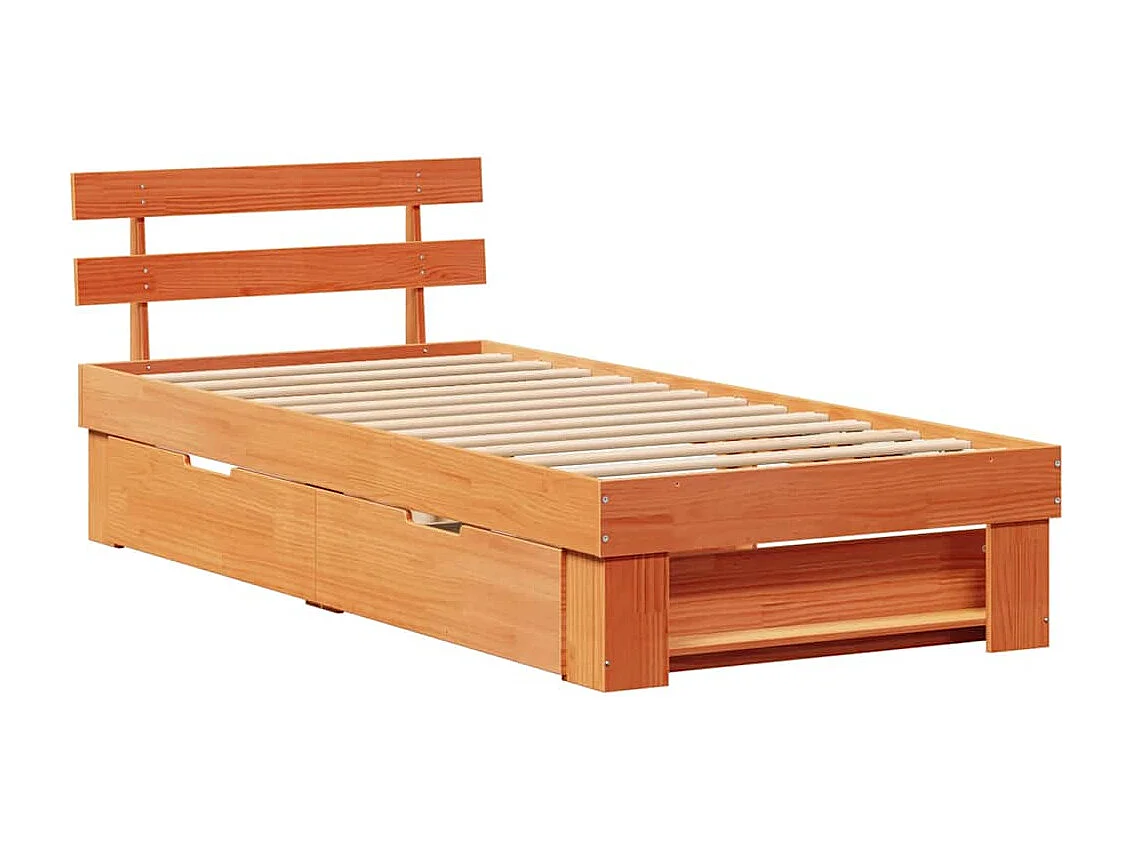 Lit simple | Lit adulte, enfant | Cadre de lit Marron cire 75x190 cm Bois massif en pin