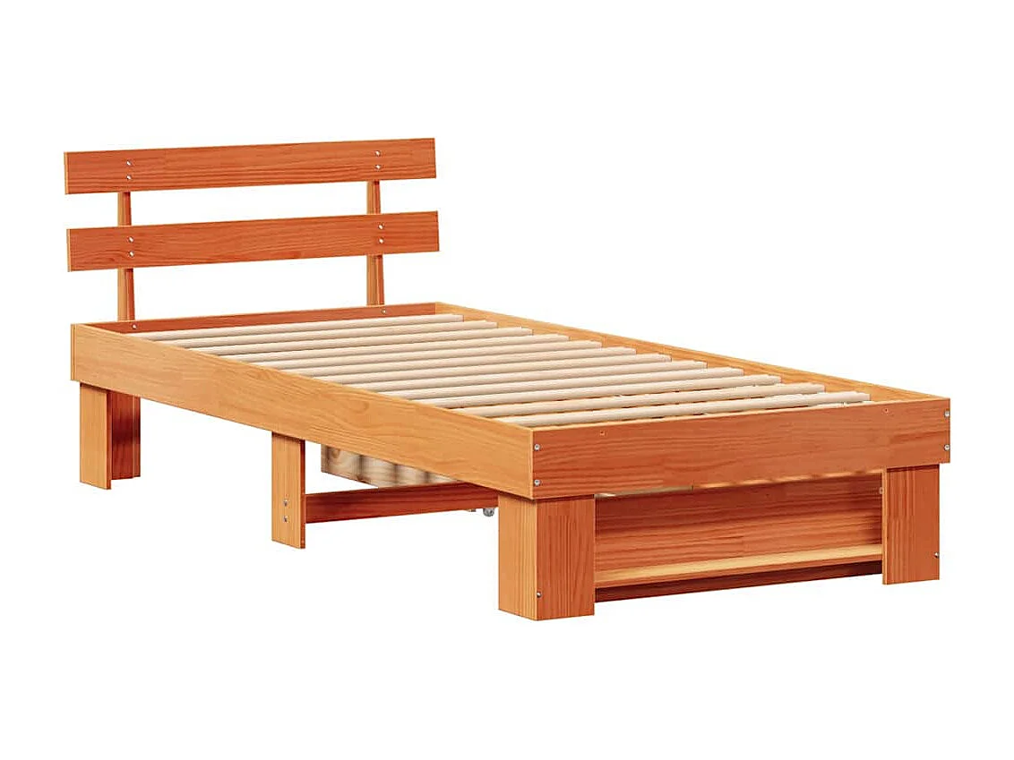 Lit simple | Lit adulte, enfant | Cadre de lit Marron cire 75x190 cm Bois massif en pin