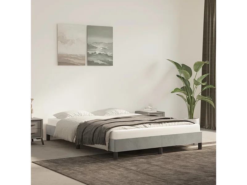 Lit double | Lit adulte | Cadre de lit gris clair 140x200 cm velours
