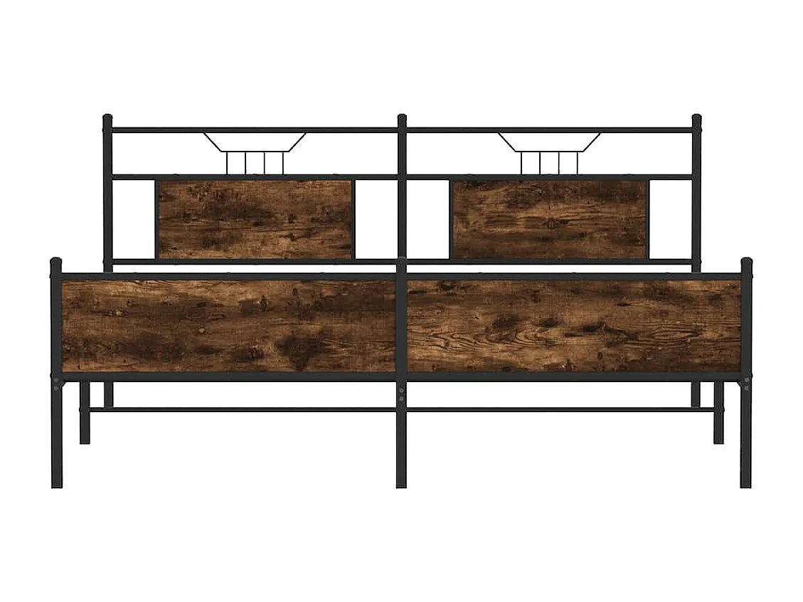 Letto per adulti | Letto matrimoniale | Giroletto senza Materaso in Metallo Rovere Fumo 160x200 cm