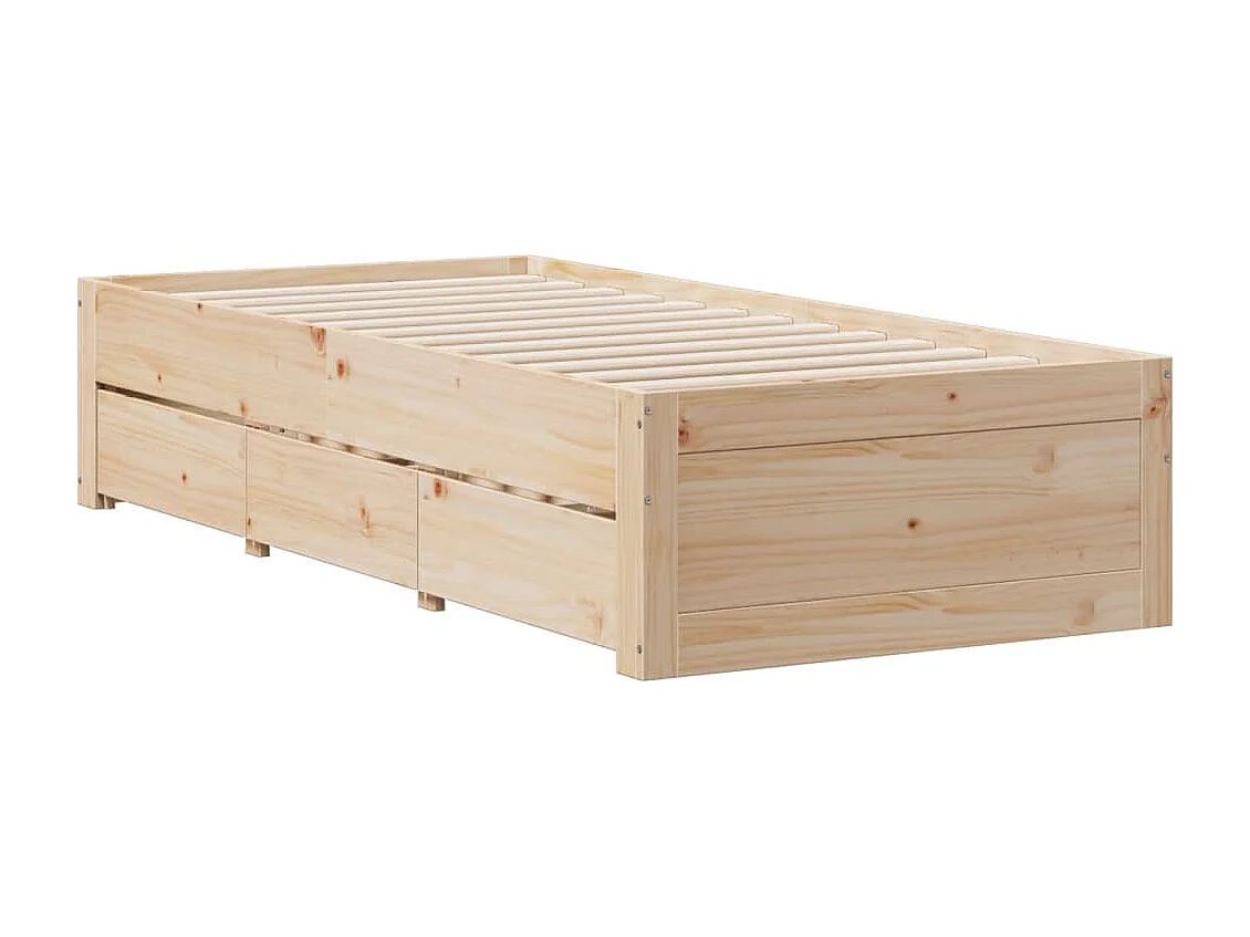 Lit simple | Lit adulte, enfant | Cadre de lit avec tiroirs 75x190 cm bois de pin