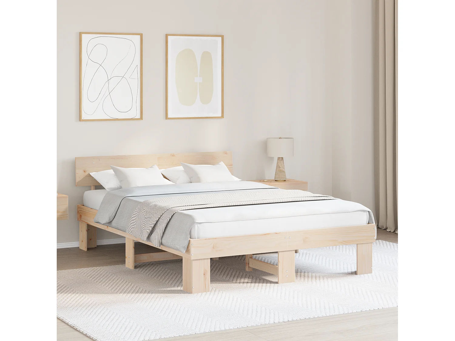 Lit double | Lit adulte | Cadre de lit Marron 160x200 cm Bois massif en pin