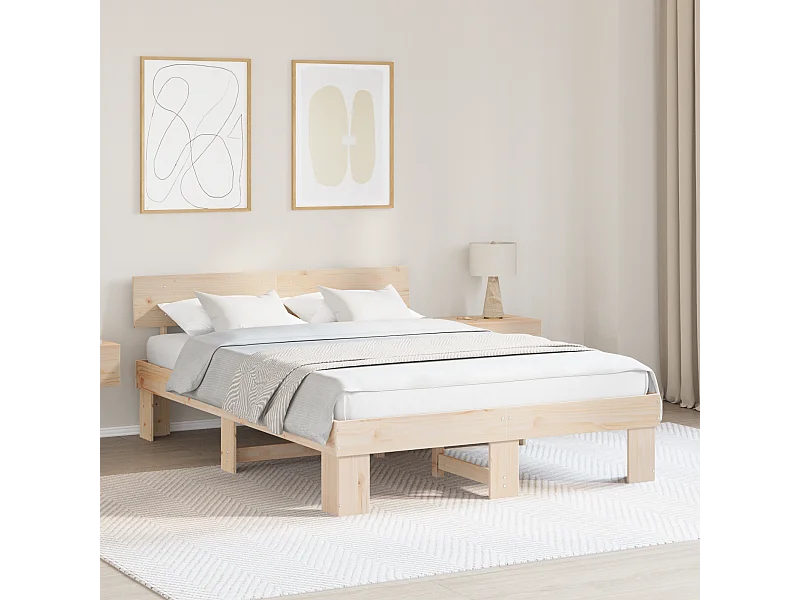 Lit double | Lit adulte | Cadre de lit Marron 160x200 cm Bois massif en pin