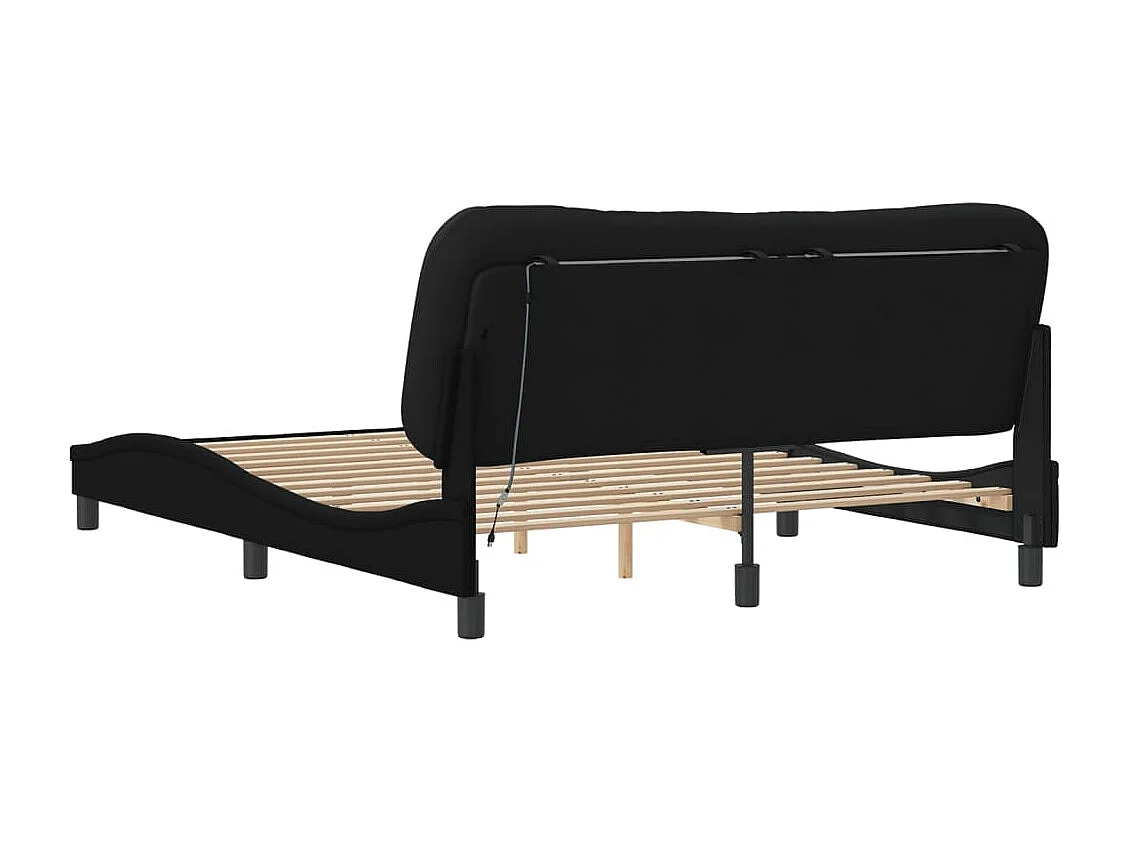 Lit double | Lit adulte | Cadre de lit avec LED noir 160x200 cm tissu