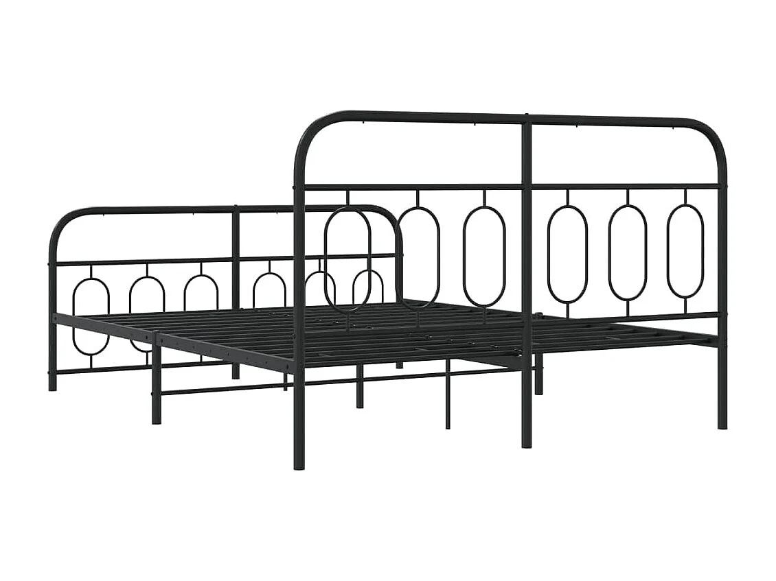 Lit double | Lit adulte | Cadre de lit métal avec pied de lit noir 135x190cm