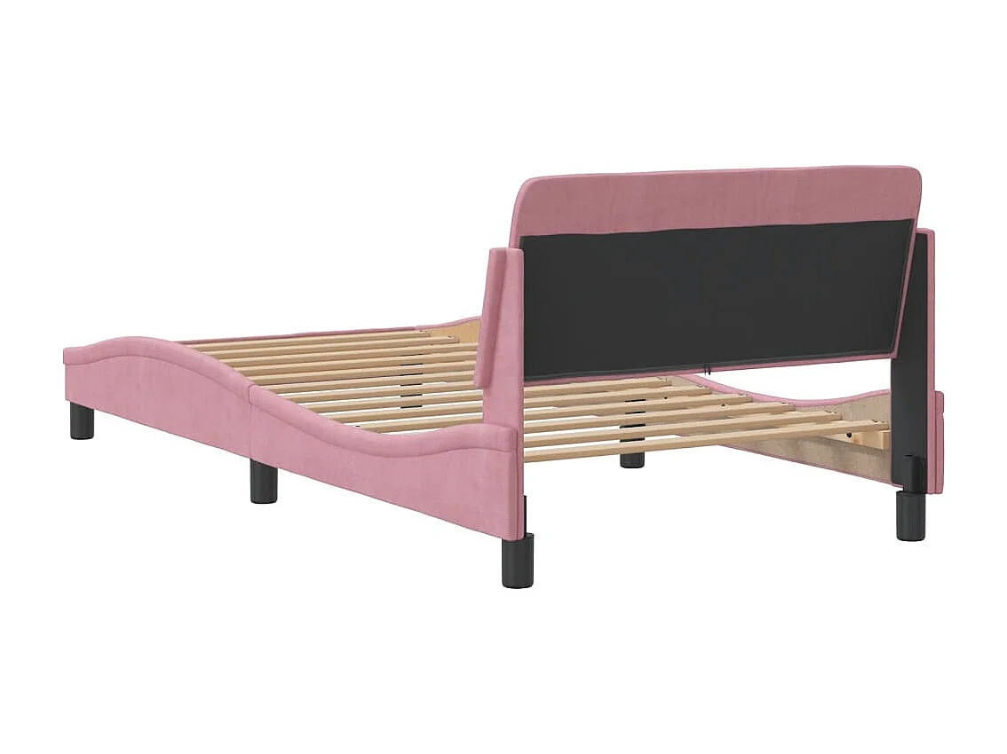 Lit simple | Lit adulte, enfant | Cadre de lit et tête de lit rose 100x200cm velours