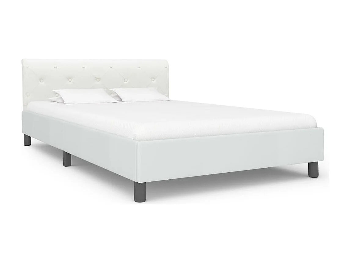 Letto per adulti | Letto singolo | Giroletto Bianco in Similpelle 120x200 cm