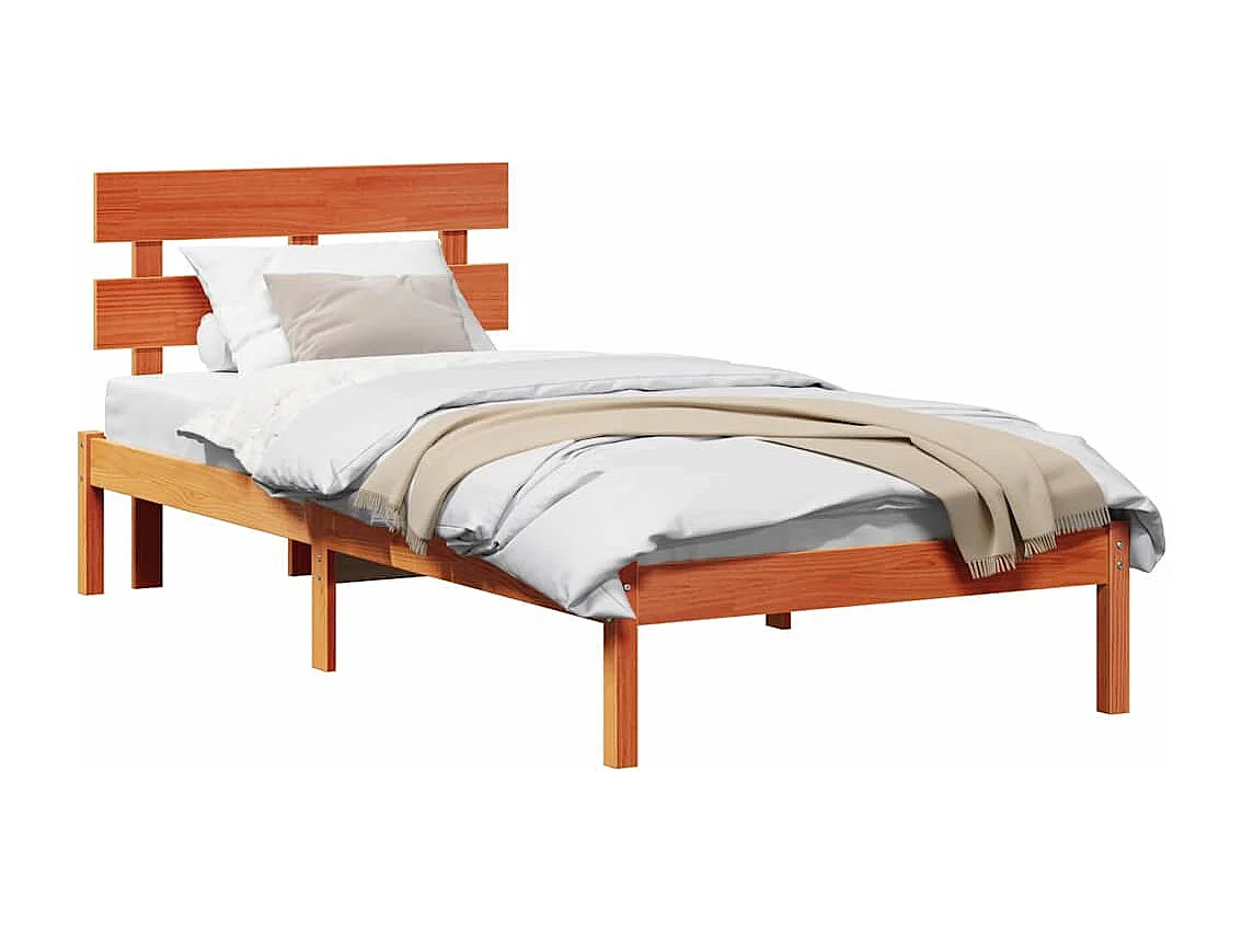 Lit simple | Lit adulte, enfant | Cadre de lit Marron 75x190 cm Bois de pin massif
