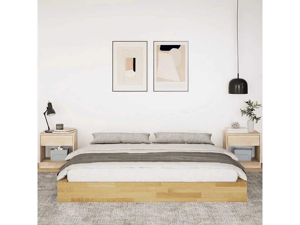 Lit double | Lit adulte | Cadre de lit 180x200 cm bois massif de chêne