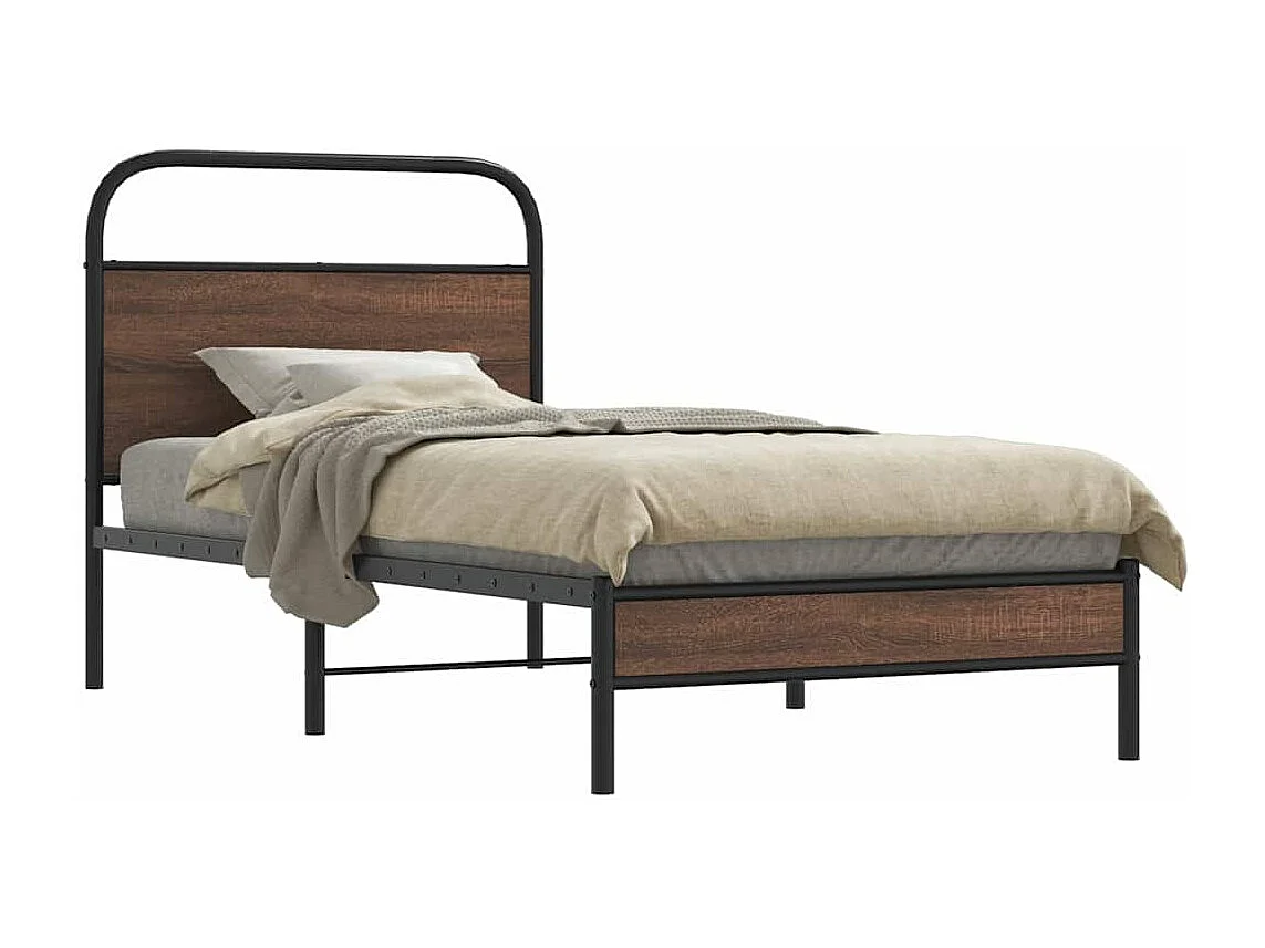 Lit simple | Lit adulte, enfant | Cadre de lit 90x200cm chêne marron bois ingénierie
