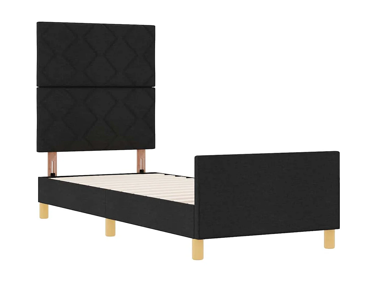 Lit simple | Lit adulte, enfant | Cadre de lit avec tête de lit Noir 80x200 cm tissu