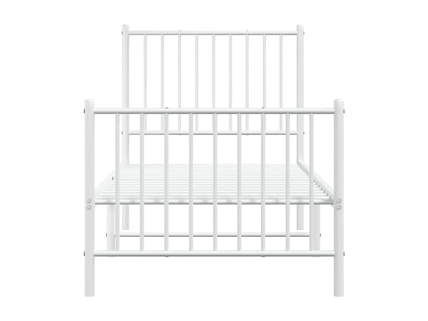 Lit simple | Lit adulte, enfant | Cadre de lit métal avec pied de lit blanc 75x190cm