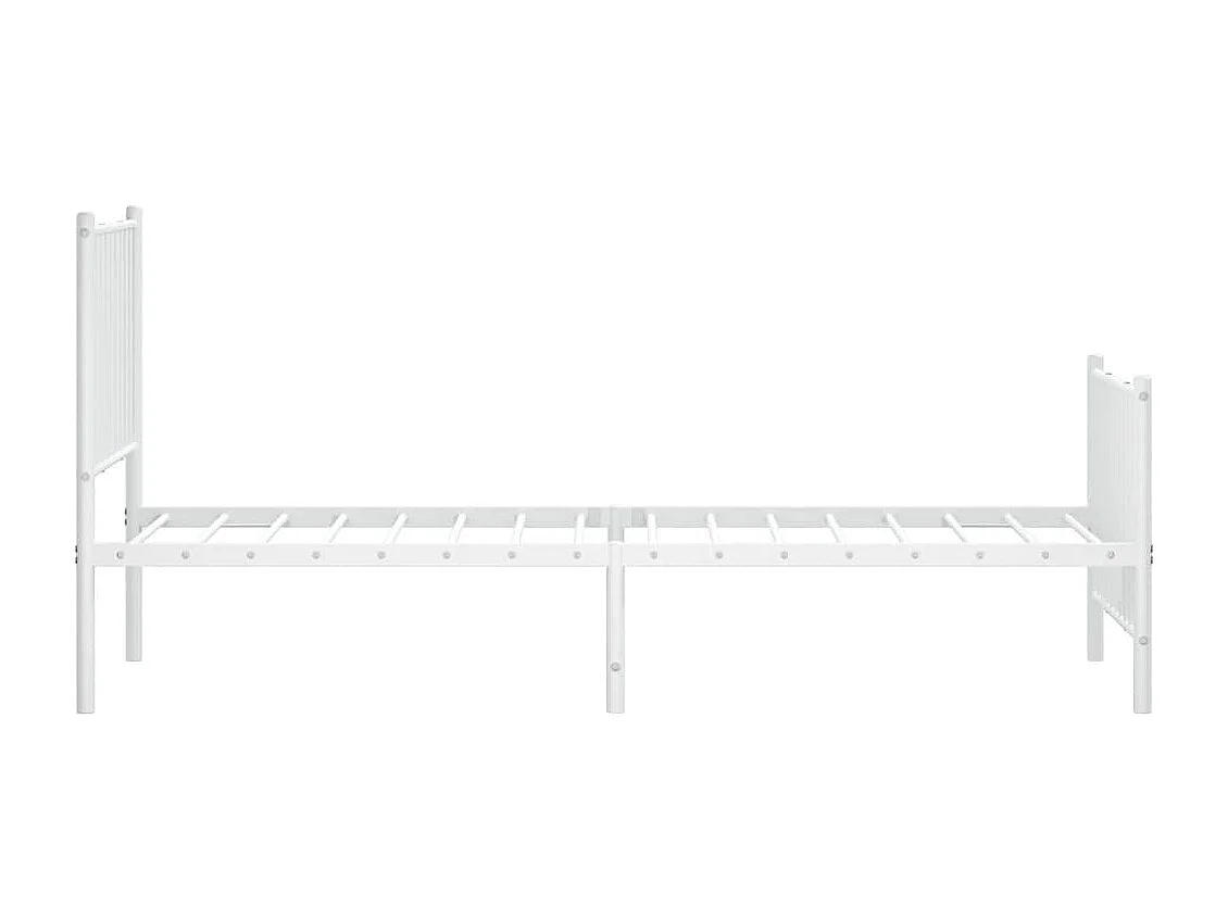 Lit simple | Lit adulte, enfant | Cadre de lit métal avec pied de lit blanc 75x190cm