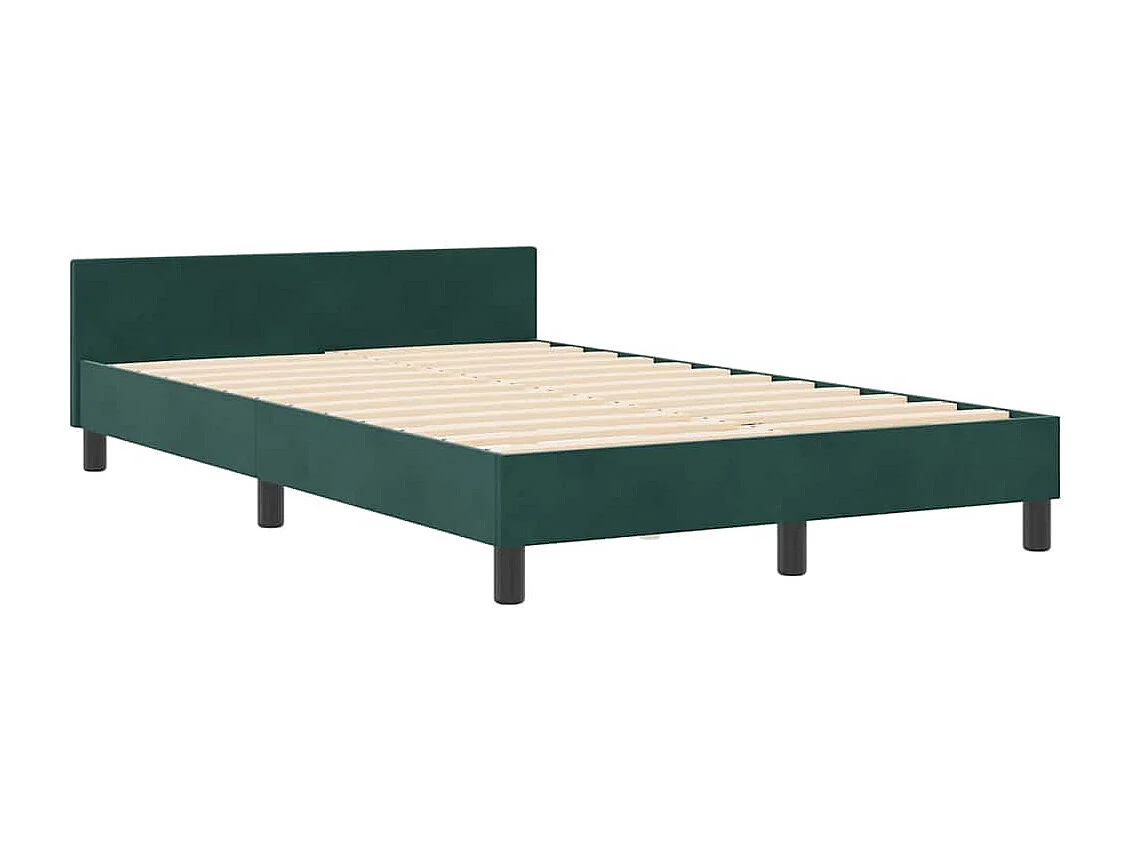 Lit simple | Lit adulte, enfant | Cadre de lit avec tête de lit Vert foncé 120x190 cm Velours