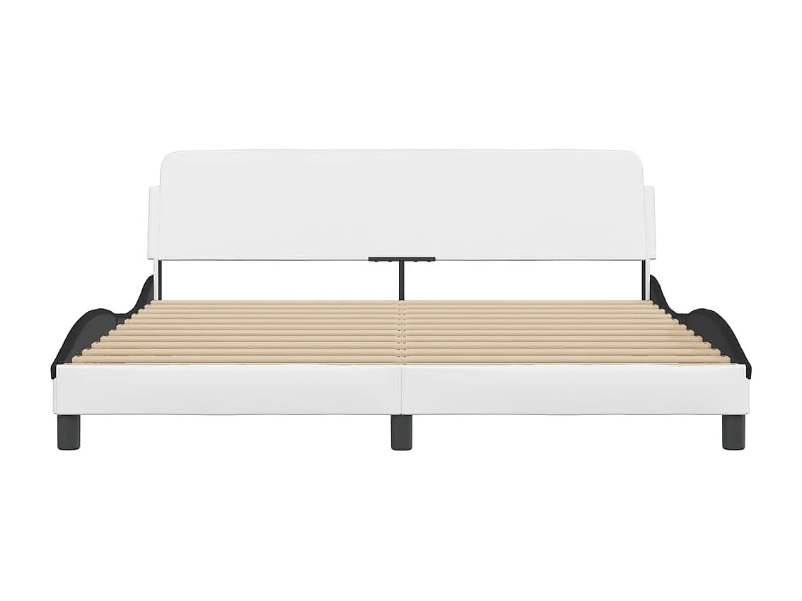 Lit double | Lit adulte | Cadre de lit blanc et noir 180x200 cm similicuir