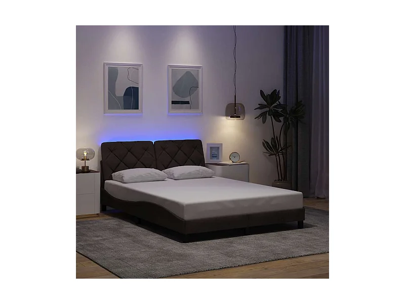 Letto per adulti | Letto matrimoniale | Giroletto con LED senza Materasso 140x200 cm Tessuto