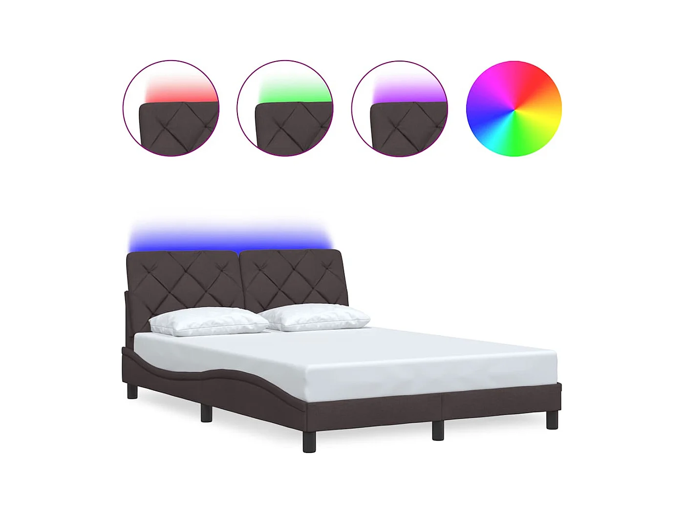 Letto per adulti | Letto matrimoniale | Giroletto con LED senza Materasso 140x200 cm Tessuto