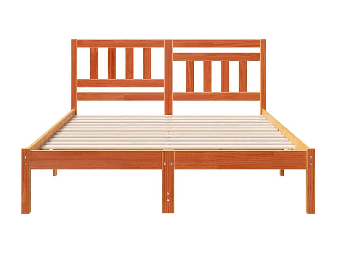 Lit double | Lit adulte | Cadre de lit Marron cire 135x190 cm Bois massif en pin