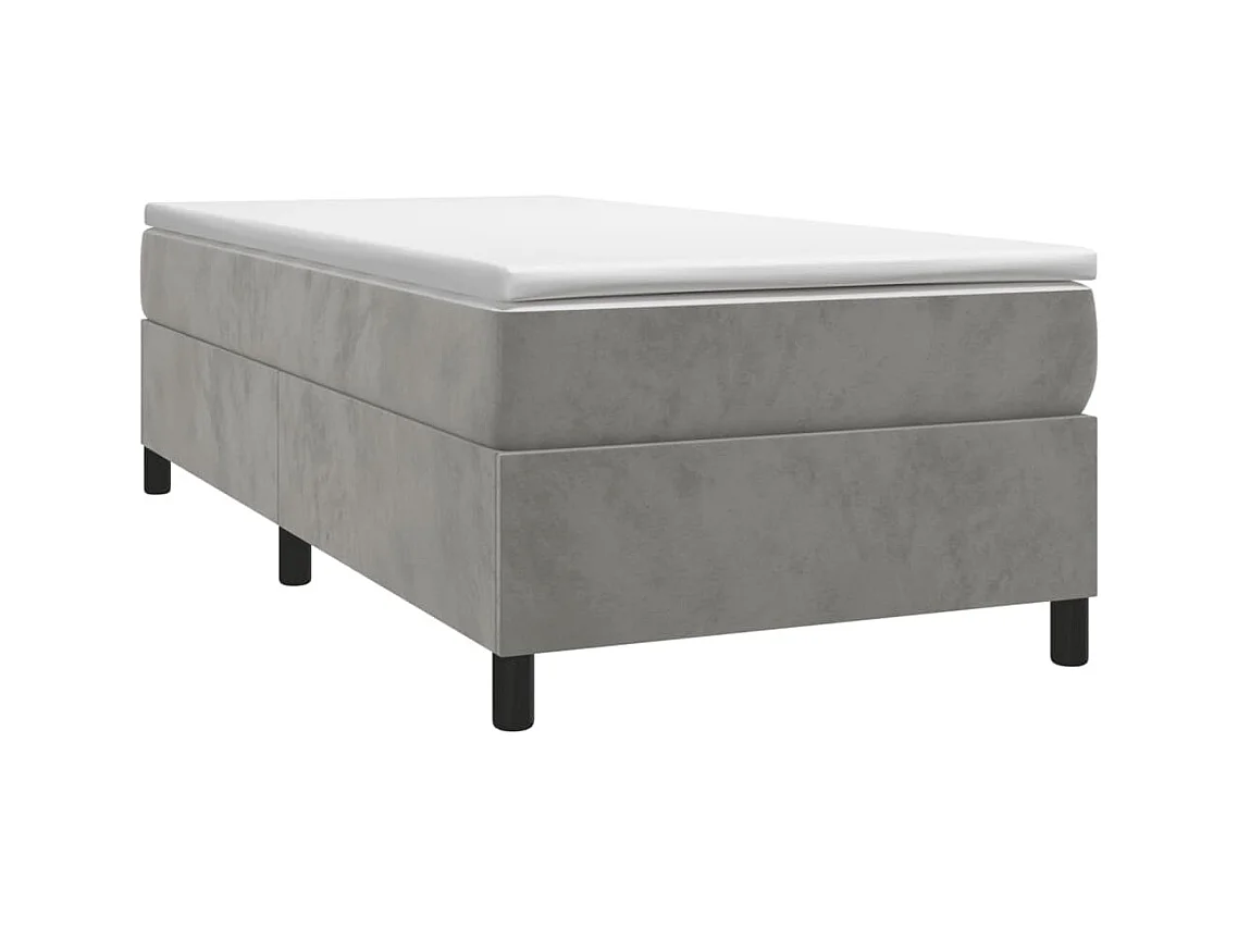 Lit simple | Lit adulte, enfant | Cadre de lit gris clair 90x190 cm velours