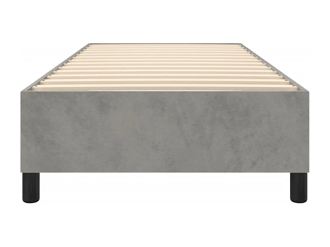 Lit simple | Lit adulte, enfant | Cadre de lit gris clair 90x190 cm velours