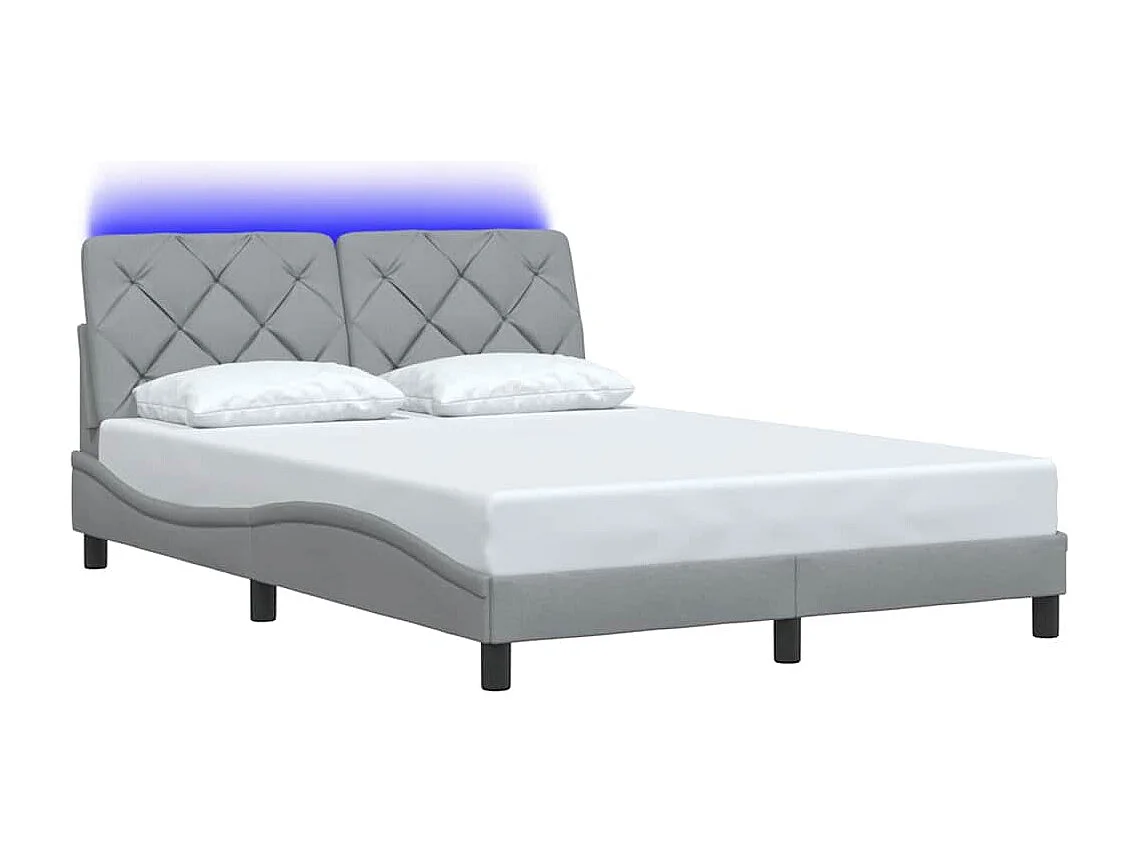 Letto per adulti | Letto matrimoniale | Giroletto con LED senza Materasso Grigio Chiaro 140x190 cm