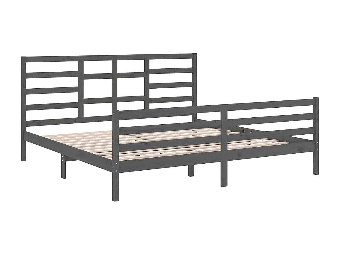 Lit double | Lit adulte | Cadre de lit bois massif gris 200x200 cm