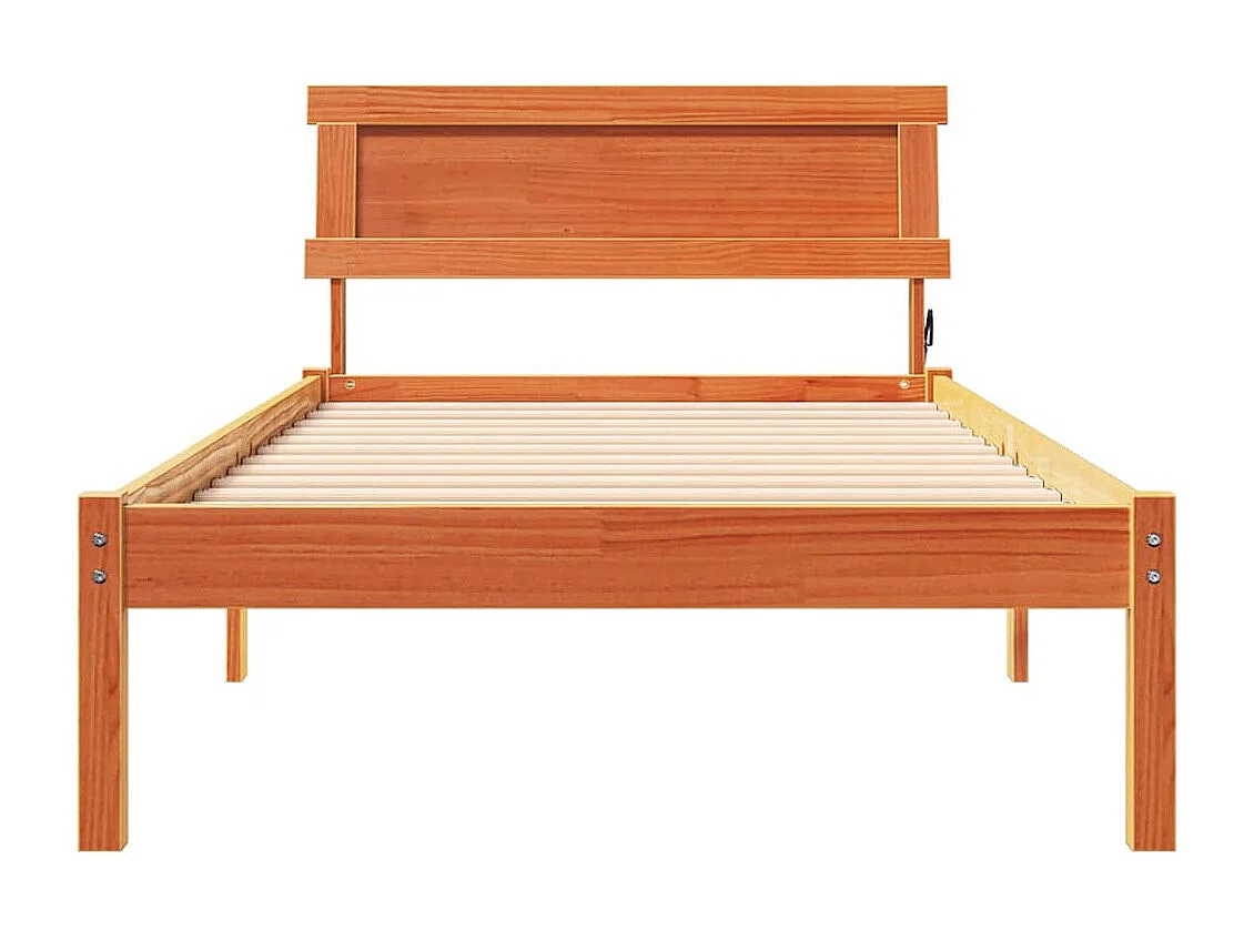 Lit simple | Lit adulte, enfant | Cadre de lit Marron cire 80x200 cm Bois massif en pin