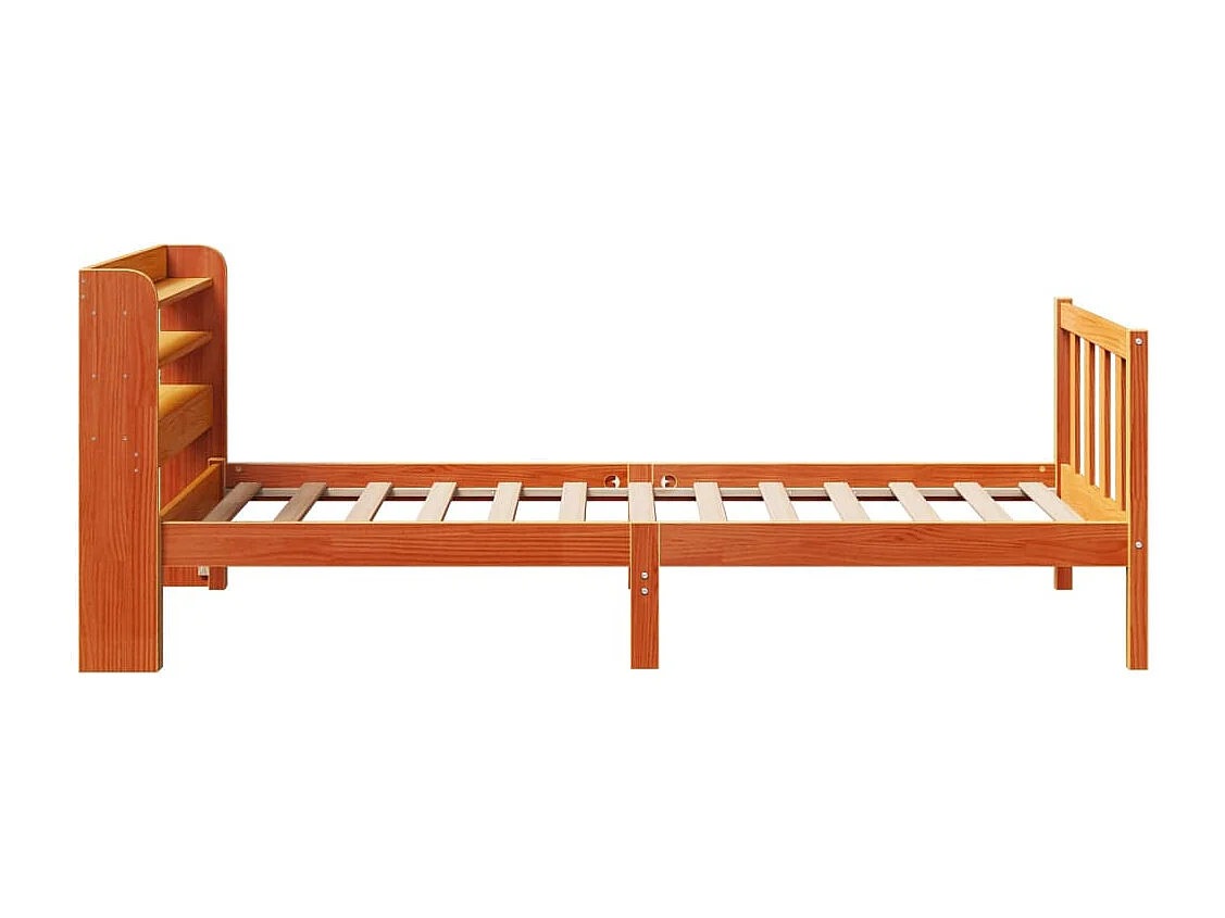 Lit simple | Lit adulte, enfant | Cadre de lit et tête de lit cire marron 100x200 cm