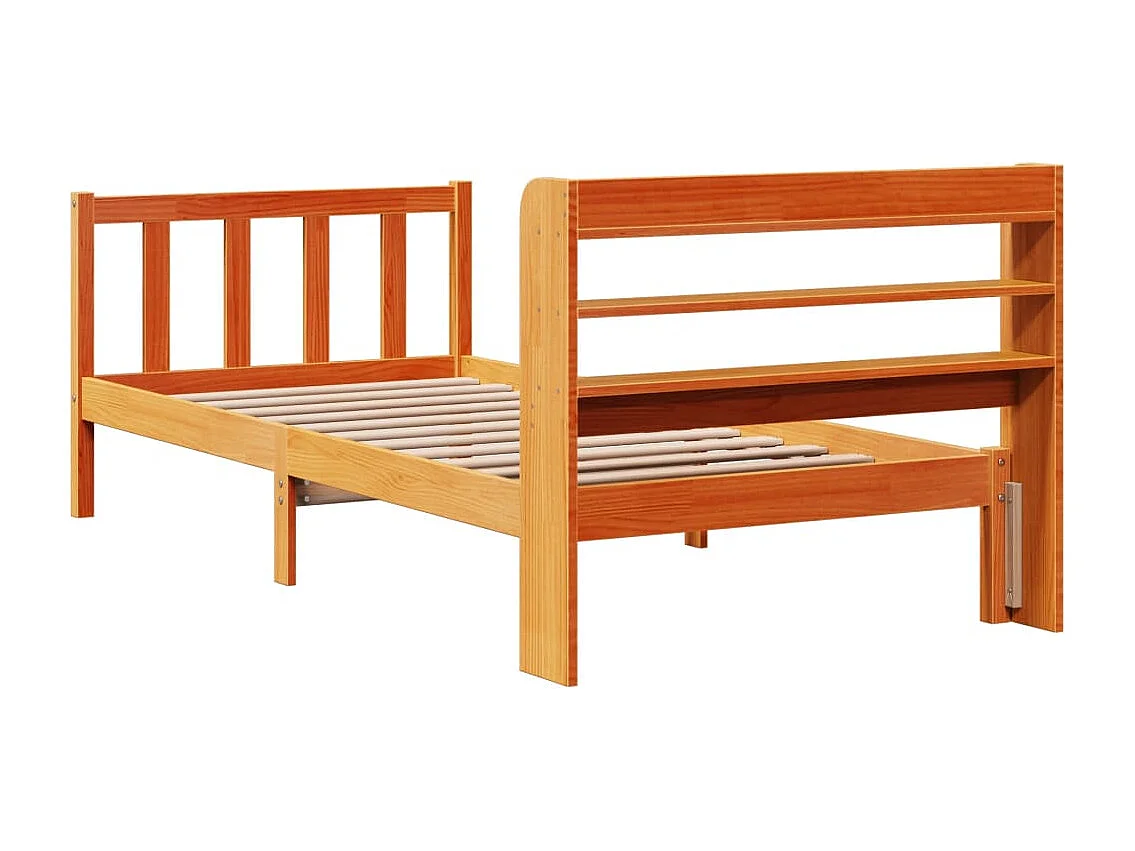 Lit simple | Lit adulte, enfant | Cadre de lit et tête de lit cire marron 100x200 cm