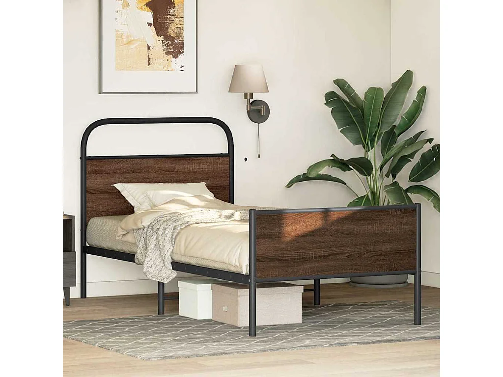 Letto per adulti | Letto singolo | Giroletto senza Materasso Rovere Marrone 100x190 cm Truciolato