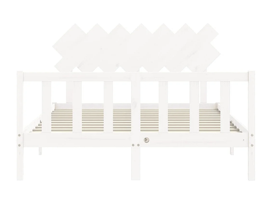 Lit double | Lit adulte | Cadre de lit blanc 140x190 cm bois de pin massif