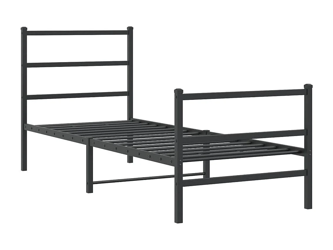 Lit simple | Lit adulte, enfant | Cadre de lit métal avec pied de lit noir 80x200 cm