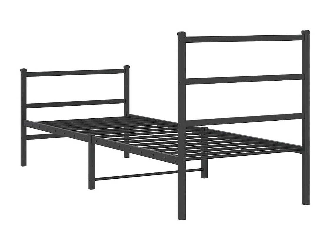 Lit simple | Lit adulte, enfant | Cadre de lit métal avec pied de lit noir 80x200 cm