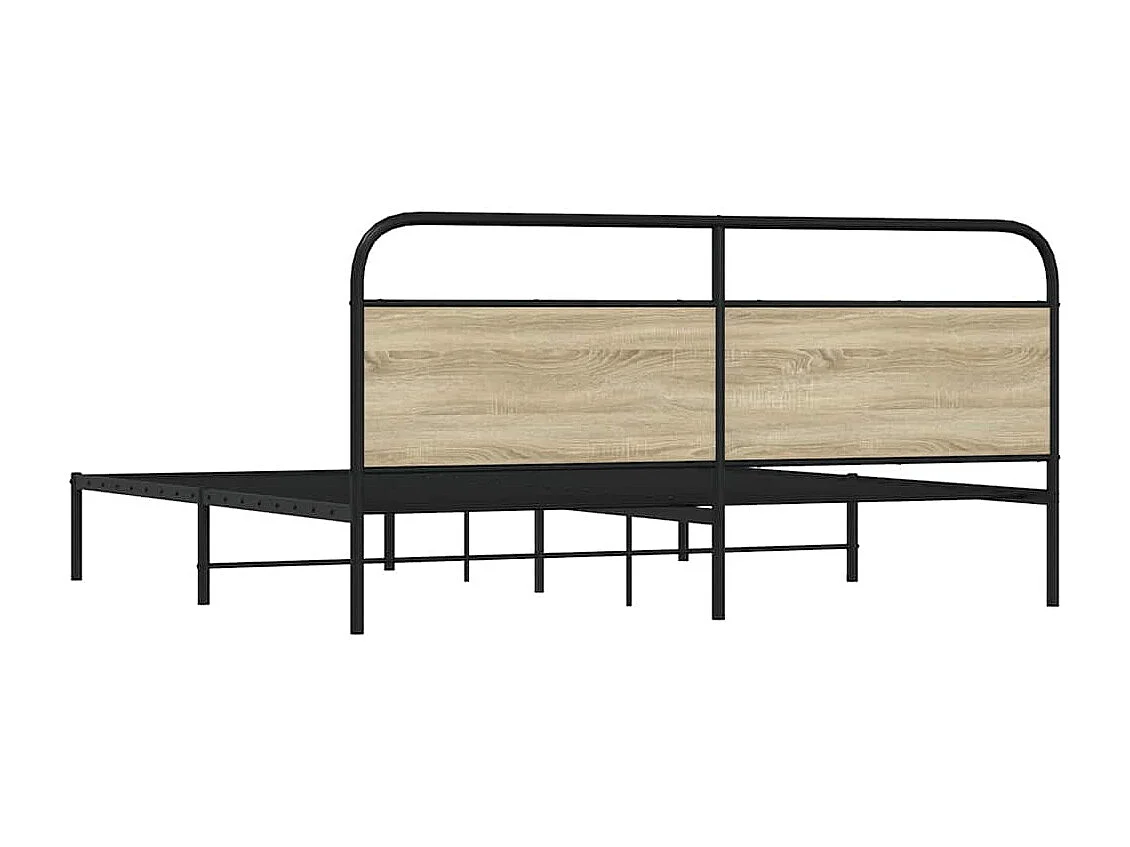 Letto per adulti | Letto matrimoniale | Giroletto senza Materaso in Metallo Rovere Sonoma 183x213 cm