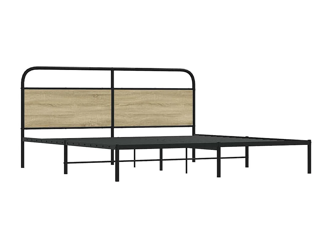 Lit double | Lit adulte | Cadre de lit en métal chêne sonoma 183x213 cm