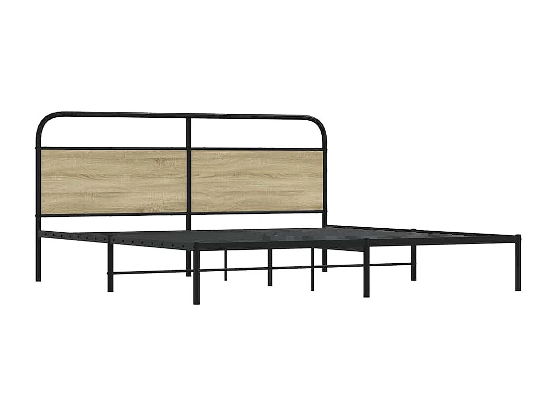 Lit double | Lit adulte | Cadre de lit en métal chêne sonoma 183x213 cm