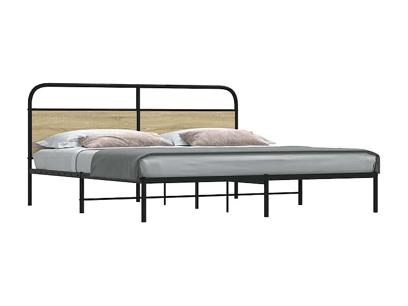 Letto per adulti | Letto matrimoniale | Giroletto senza Materaso in Metallo Rovere Sonoma 183x213 cm