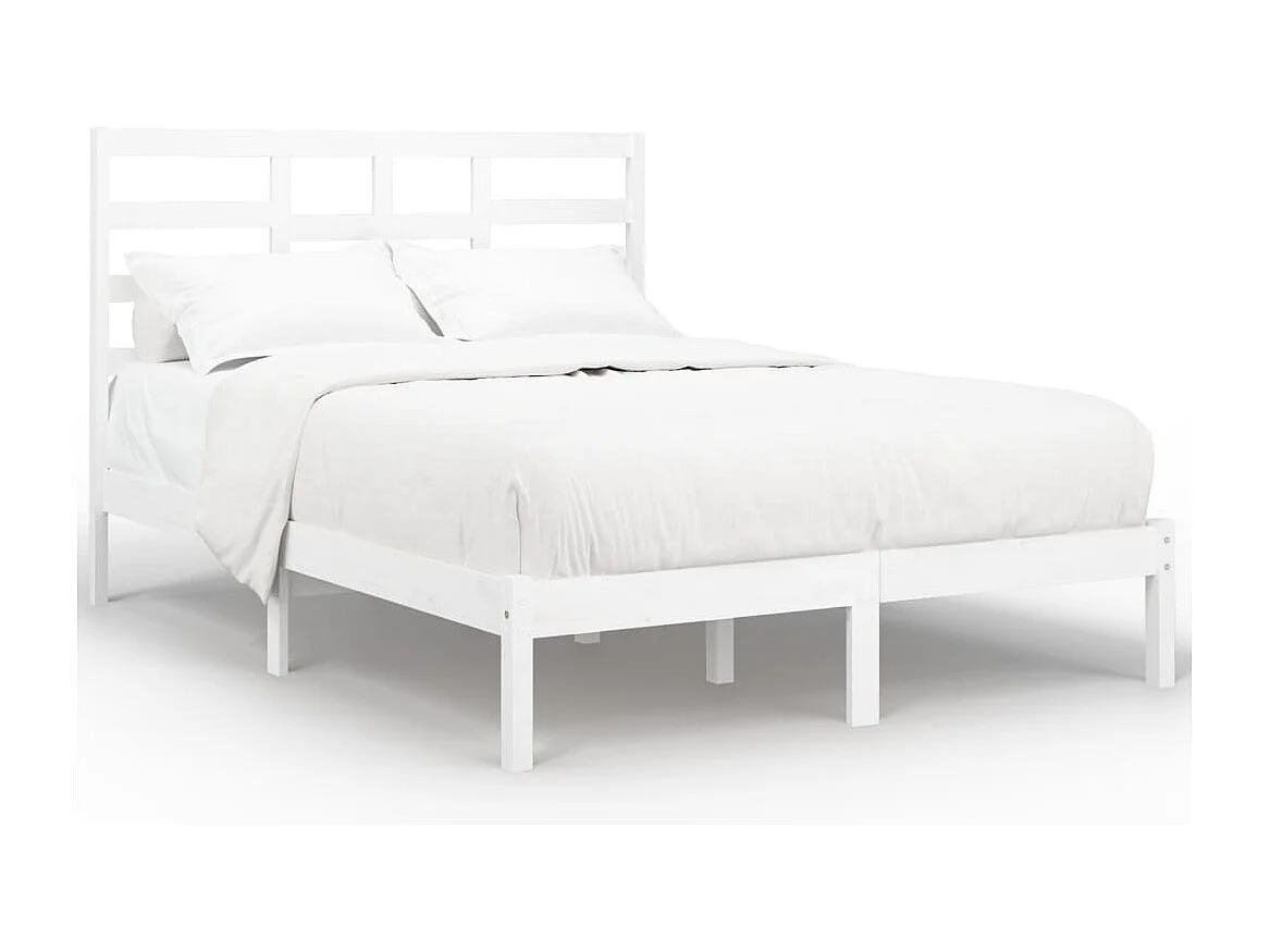 Lit double | Lit adulte | Cadre de lit blanc bois massif 160x200 cm