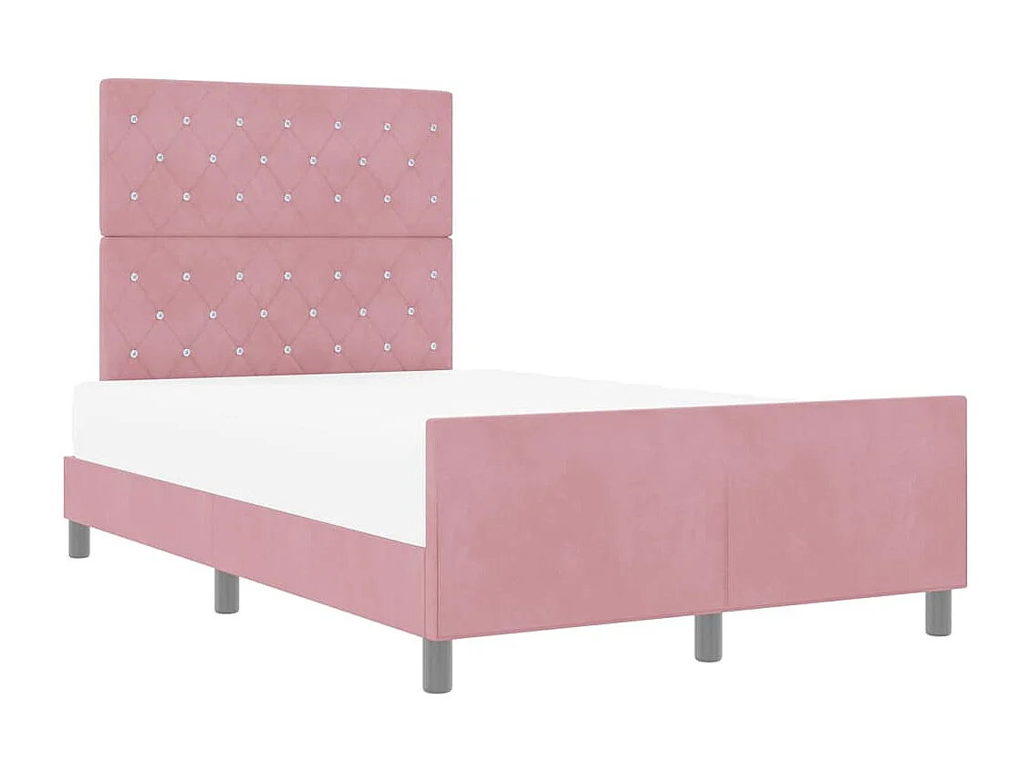 Lit simple | Lit adulte, enfant | Cadre de lit avec tête de lit Rose 120x190 cm Velours