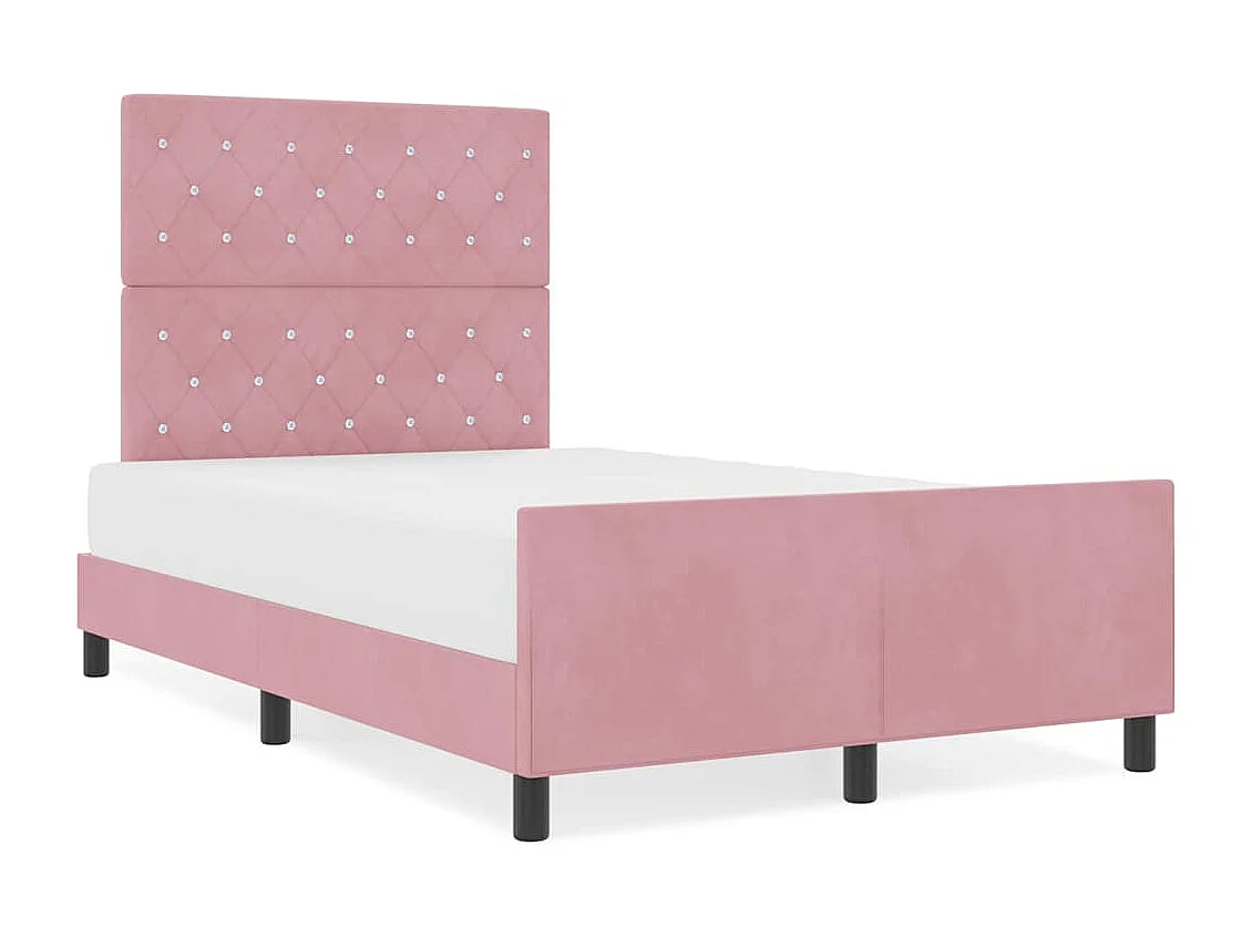 Lit simple | Lit adulte, enfant | Cadre de lit avec tête de lit Rose 120x190 cm Velours