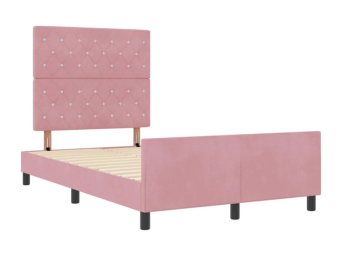 Lit simple | Lit adulte, enfant | Cadre de lit avec tête de lit Rose 120x190 cm Velours